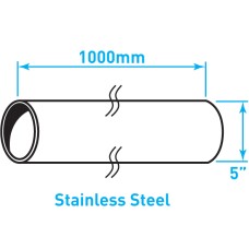 Exhaust Steel Tube Straight , Stainless Steel - 5" x 1m